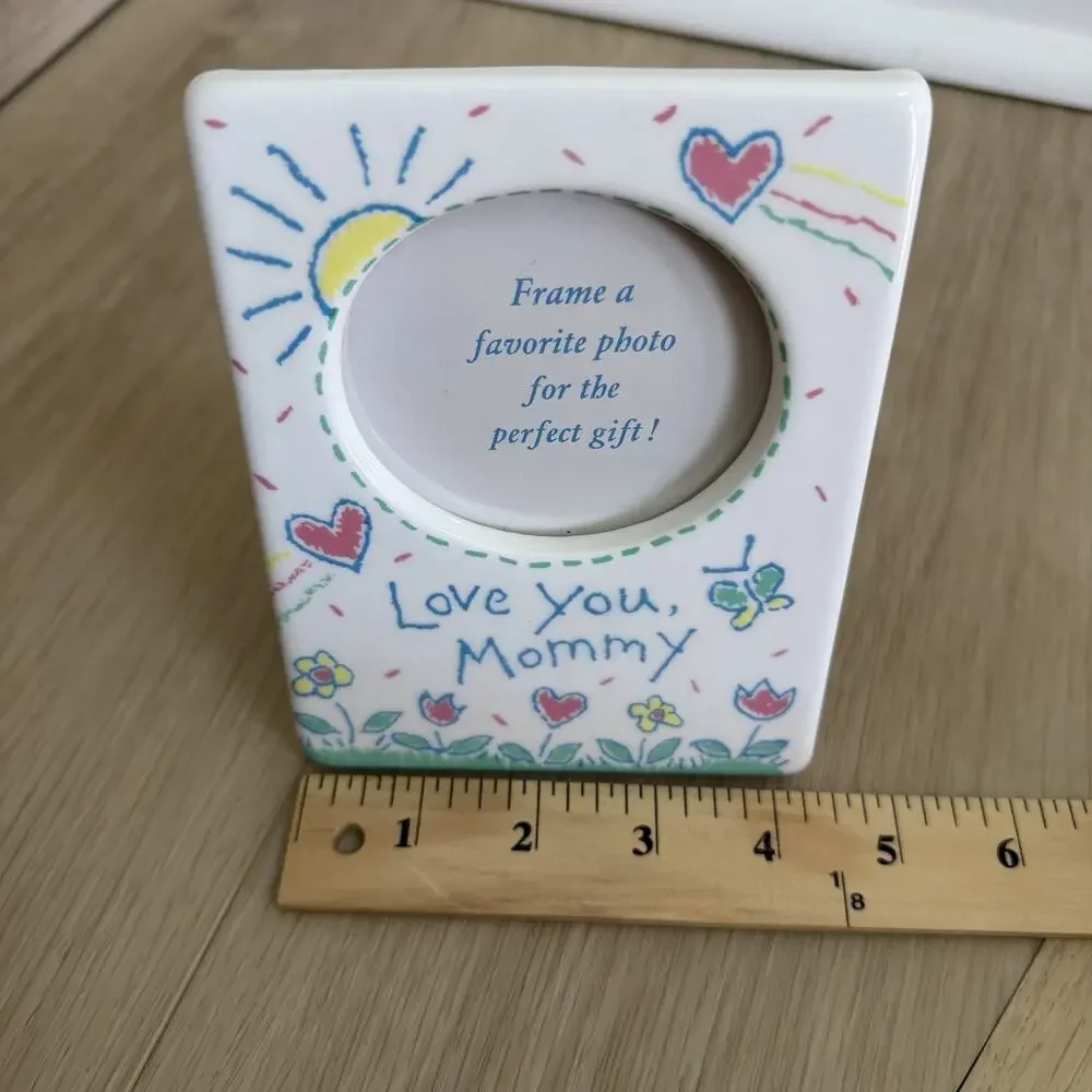 Vintage 90s Love You Mommy Photo Frame 2x3 Child’s Doodle Drawings